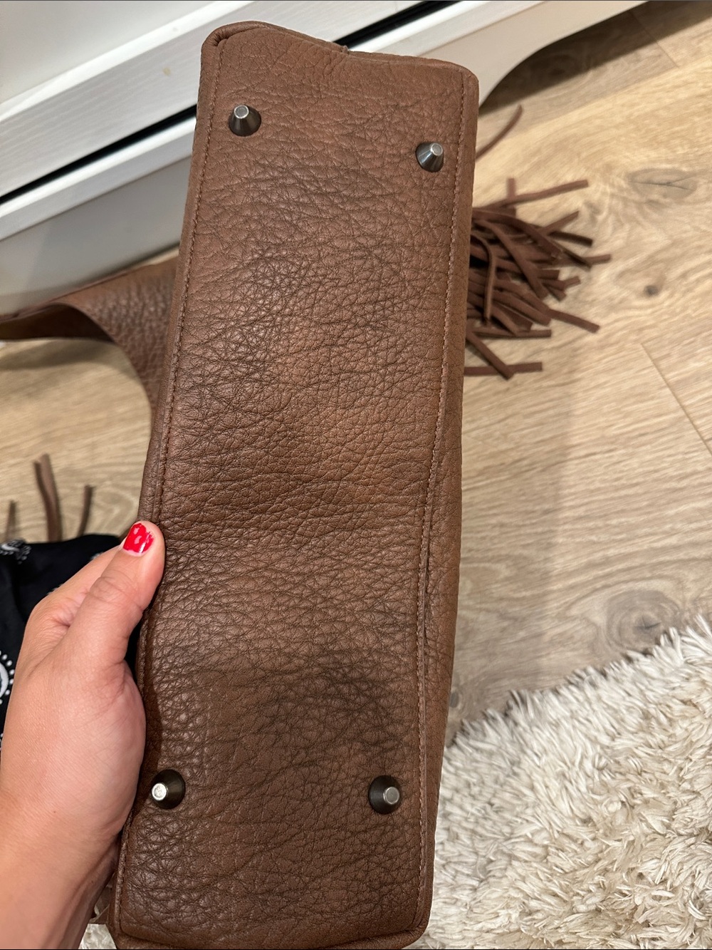 Wrangler Brown Leather Fringe Shoulder bag - Picture 5 of 6